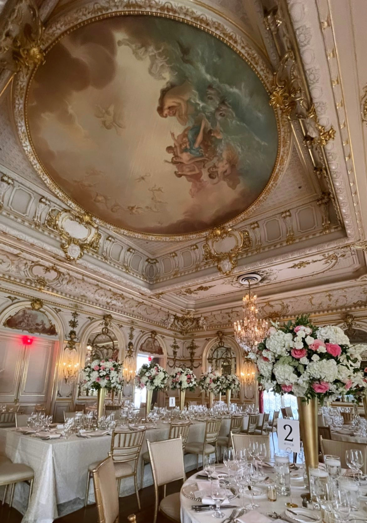 Tall Floral Centerpiece on Raised Gold Frame