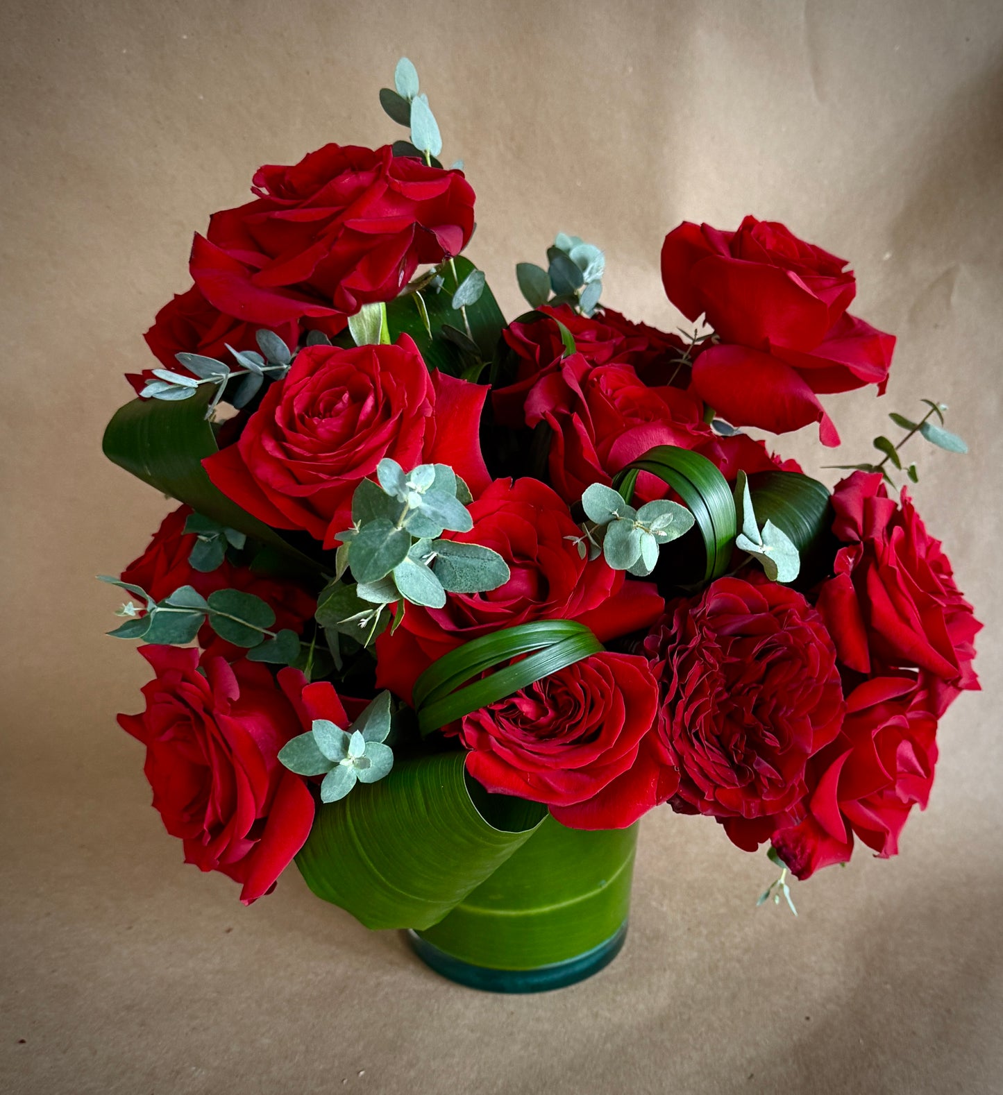 Brilliant Red Rose Arrangement