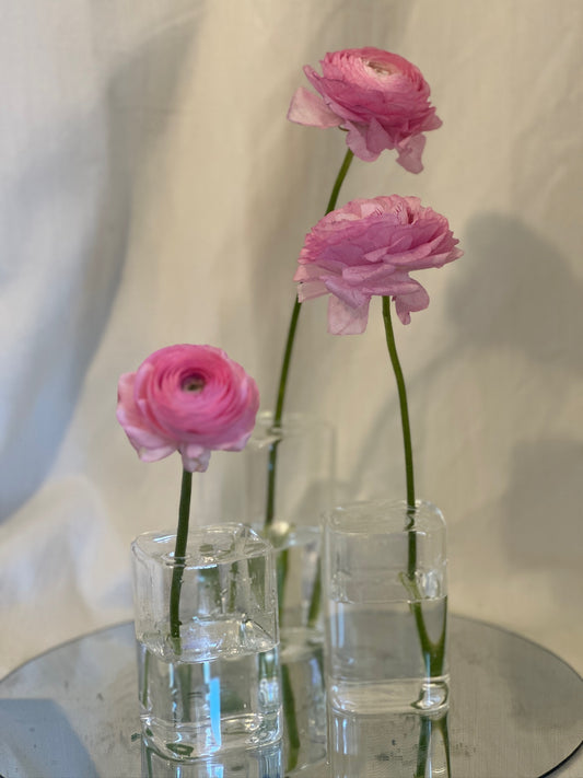 Pink Ranunculus Mother's Day Vase Trio Gift